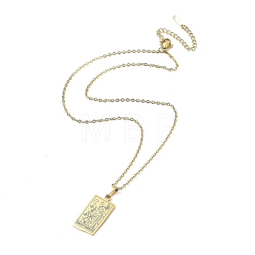 Rectangle with Twelve Constellations Pendant Necklaces NJEW-D069-01G-09-1