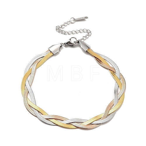 304 Stainless Steel Interlocking Herringbone Chain Bracelet for Men Women X-BJEW-H554-01-1