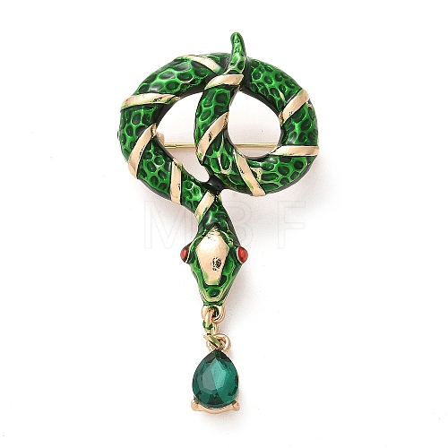 Rhinestone Snake Aolly Brooch with Enamel JEWB-V002-17C-1