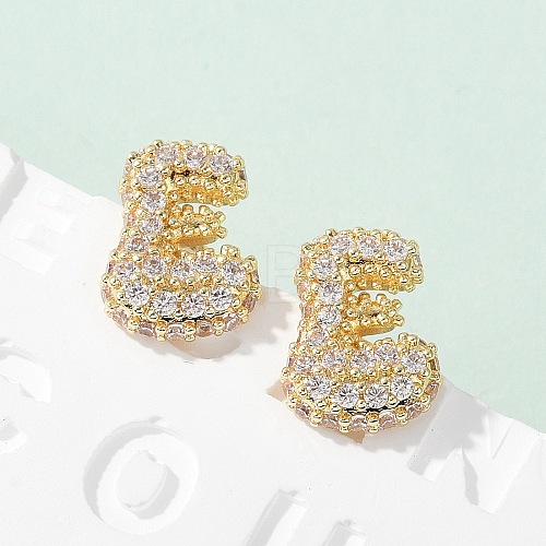 Brass Micro Pave Cubic Zirconia Stud Earrings EJEW-Z091-04G-E-1