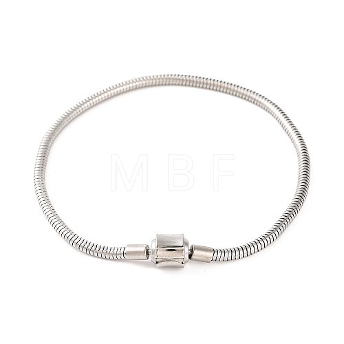 Tarnish Resistant 304 Stainless Steel Round Snake Chain Bracelets with Clasps BJEW-F472-01P-02-1