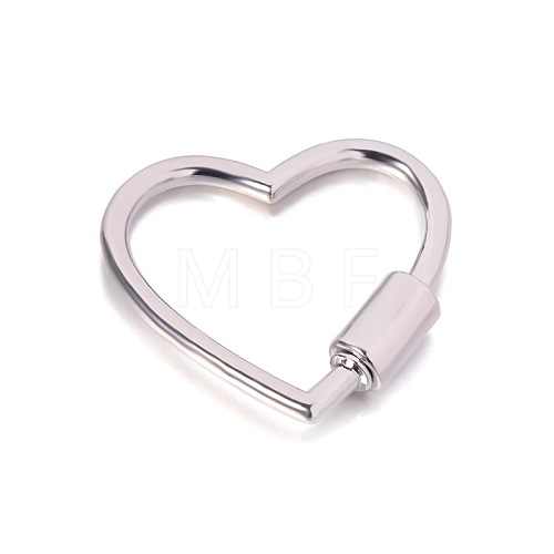 Alloy Heart-shaped Locking Carabiner Clasps PW-WG54507-03-1