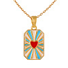 304 Stainless Steel Enamel Heart Dog Tag Pendant Necklaces WG4B66F-02-1