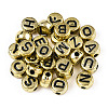 Plated Acrylic Horizontal Hole Letter Beads PACR-Q099-M03-G-2