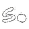 304 Stainless Steel Oval Link Chain Necklaces Bracelets Sets SJEW-D091-08P-2