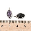 Natural Mixed Stone Chip 304 Stainless Steel Horse Eye Pendants KK-P300-13P-3