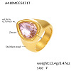 304 Stainless Steel Pave Single Cubic Zirconia Finger Rings WG57617-03-1