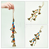 AHADERMAKER 2Pcs 2 Style Brass Hanging Wind Chime Ornaments with Round & Square Wood Beads AJEW-GA0005-68-3