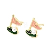 Ship Brass Enamel Stud Earrings EJEW-H180-24G-4