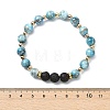 Adjustable Natural Apatite and Natural Lava Rock Stretch Bracelets BJEW-JB14150-04-5