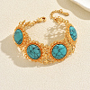 Bohemian Alloy Pave Natural & Dyed Magnesite Beads Link Chain Bracelets KI5721-5