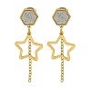 Ion Plating(IP) 304 Stainless Steel Star Dangle Stud Earrings EJEW-G400-42G-02-1