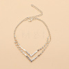 Letter V Alloy Rhinestone Multi-strand Anklets WG18F6C-01-2