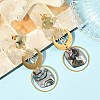 201 Stainless Steel & Natural Paua Shell Pendants Dangle Earrings EJEW-JE07456-01-1