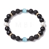 Natural & Synthetic Gemstone Beaded Stretch Bracelets BJEW-JB11001-3