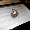 Brass with Crystal Rhinestone Cuff Open Rings FS-WG214C1-01-5