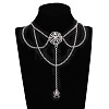 Halloween Spider & Spider Web Zinc Alloy Tassel Layered Choker Necklaces FS-WG2E652-01-1