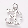 Brass Micro Pave Cubic Zirconia Letter Pendants ZIRC-A010-E02-2