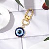 Flat Round with Evil Eye 304 Stainless Steel & Resin Pendant Decorations HJEW-JM01946-02-2