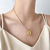 304 Stainless Steel Pave Clear Cubic Zirconia Geometric Pendant Necklaces for Women WG0942B-03-1