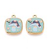 Printed Style 304 Stainless Steel Square Pendants STAS-T071-25F-G-1