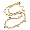 304 Stainless Steel Rope Chain Colorful Cubic Zirconia Tassel Necklaces for Women NJEW-V015-01G-B-1
