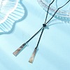 Natural Black Lip Shell Trapezoid Pendant 304 Stainless Steel Curb Chain Lariat Necklaces NJEW-JN05911-1