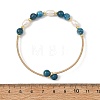Natural Apatite Round and Rice Pearl Beaded Copper French Wire Cuff Bangles BJEW-JB14374-01-4