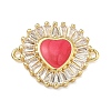 Brass Pave Clear Cubic Zirconia Connector Charms KK-A293-12G-02-1