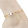 White Round Shell Pearl & Natural Mixed Stone Beads Anklets AJEW-AN00835-4
