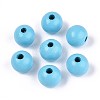 Spray Painted Round Natural Schima Wood Beads WOOD-A018-12mm-09-1