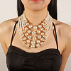 ABS Plastic Imitation Pearl Round Beaded Multilayer Necklaces & Dangle Earrings Sets WGC2095-02-2