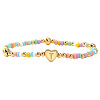 Summer Stainless Steel Heart Alphabet Colorful Glass Seed Beaded Stretch Bracelets for Women JV8929-46-1
