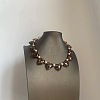 Leopard Print Acrylic Heart and Round Imitation Pearl Beaded Necklaces FS-WG140B1-01-3
