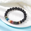Dyed Colorful Natural Lava Rock & Rhinestone Beaded Stretch Bracelets for Women BJEW-JB09668-02-2