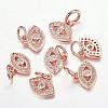 CZ Brass Micro Pave Cubic Zirconia Evil Eye Charms ZIRC-L018-10RG-1