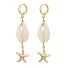 5 Pair 5 Style Natural Shell with Pearl Beaded Drop Earrings EJEW-TA00179-4