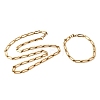 304 Stainless Steel Paperclip Chains Bracelet & Necklace Jewelry Sets SJEW-L199-15G-4