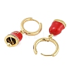 Bell Brass & Enamel Hoop Earrings for Women EJEW-U015-25G-G-2