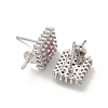 Rack Plating Brass Micro Pave Clear Cubic Zirconia Studs Earrings Finding KK-T072-15P-02-2