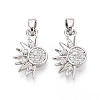 Brass Micro Pave Clear Cubic Zirconia Charms KK-N259-17P-1