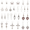 14 Pair 14 Style Razor Blade & Skeleton & Heart & Cross & Snake Enamel Dangle Earrings with Rhinestone EJEW-AN0002-68-1
