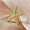 Starfish Brass Cuff Rings for Women RJEW-C123-01G-2