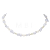 Natural Blue Lace Agate Chip & Dyed Natural Malaysia Jade & Synthetic Hematite & Shell Pearl Bead Necklace & Bracelets Sets SJEW-JS01377-4