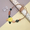 Wooden Flower Leaf Pendant Imitation Leather Cord Necklaces for Women WG4EF74-01-2