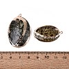 Electroplate Natural Paua Shell Pendants SSHEL-Q100-18KCG-3