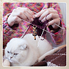 14Pcs 7 Styles Alloy Enamel Cat Shape Pendant Locking Stitch Markers HJEW-ME00172-5