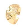 Brass Micro Pave Cubic Zirconia Open Cuff Rings for Women KK-CBA3D94-03G-4