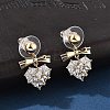 Brass Clear Cubic Zirconia Stud Earrings EJEW-D301-06G-04-1