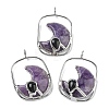 Natural Amethyst & Obsidian Big Pendants G-Z142-01P-B02-1